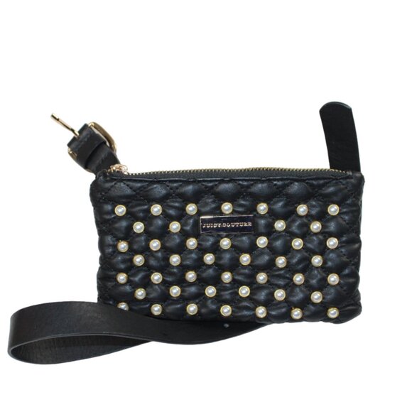 Juicy Couture Black Eco Leather Pearl Embellished Hands Free Waist Belt … - Picture 2 of 5